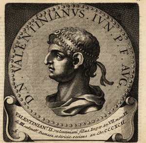 Portret van Romeinse keizer Valentinianus II
