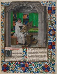 Vincent de Beauvais leest aan zijn bureau, uit 
