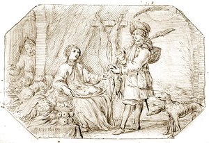 De vier seizoenen: Winter - Terugkeer van de jacht, c.1675 door Netherlandish School
