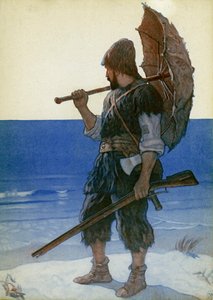 Illustratie voor Robinson Crusoe door Newell Convers (after) Wyeth