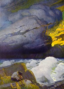 Illustratie voor Robinson Crusoe door Newell Convers (after) Wyeth