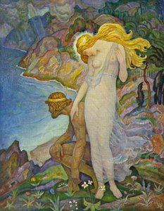 Odysseus en Calypso door Newell Convers Wyeth