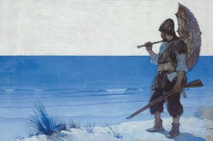 Robinson Crusoe: schutblad door Newell Convers Wyeth