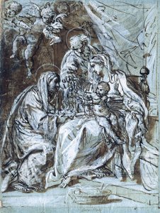 De Heilige Familie en Sint Anna, een Psalm lezend door Niccolò Berrettoni