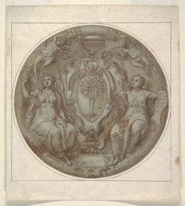 Ontwerp voor een Tondo met wapens van kardinaal Giulio della Rovere