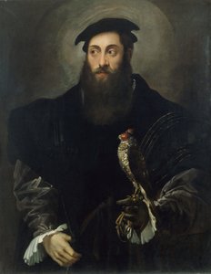 Portret van een heer met een valk
