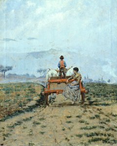 Op een wagen in de velden door Niccolo Cannicci