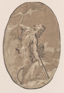 Marsyas tekent de Syrinx uit de rivier, ca. 1540-1550 door Niccolo Vicentino