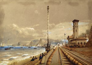 Atmosferische spoorweg bij Dawlish, ca. 1850