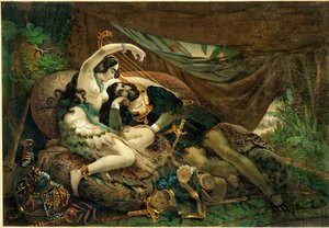 De Mexicaanse Alaida, zus van Zingari, Azteeks opperhoofd, met Cortes in zijn tent ... door Nicholas Eustache (after) Maurin
