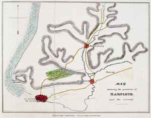 Kaart die de positie van Harfleur en de omgeving toont, illustratie uit 