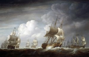 Een vloot van Indiaman-schepen, Britse schepen van de Oost-Indische Compagnie