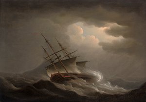Een Fregat in een Offshore Storm door Nicholas Pocock