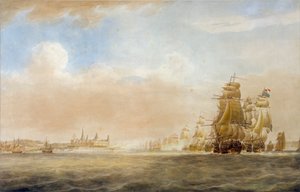 De Britse vloot voor Kronborg Kasteel, Elsinore, 28 maart 1801 [voor de Slag bij Kopenhagen]
