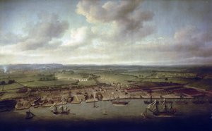 De dokken en werven van Woolwich (Engeland), de scheepswerf van de koninklijke gebouwen sinds de 16e eeuw door Nicholas Pocock
