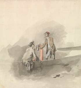 Twee Mannen in een Boot die Bekers Klinken (?) door Nicholas Pocock