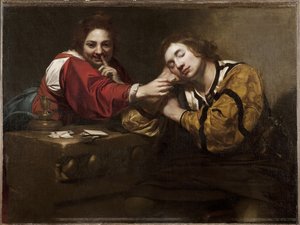 Waarzeggerij scène (slaper gewekt door een jonge vrouw)