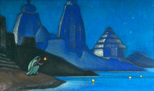 Vlam van Geluk Licht op de Ganges, 1947 door Nicholas Roerich