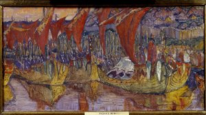 De campagne van Chersonessos door Vladimir de Grote (of de Heilige, of de rode zon, Vladimir I Sviatoslavitch van Kiev, 958-1015). De Rode Zeilen. Schilderij van Nicolas Roerich (1874-1947) door Nicholas Roerich