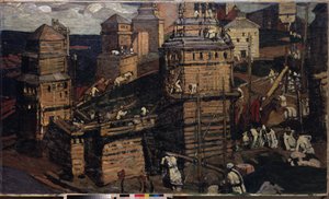 De bouw van een stad door Nicholas Roerich