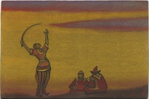 Polovtsianen, een met een kromzwaard, kostuumontwerp voor "Polovtsian Dances" uit Borodin