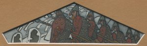 Schets voor de meest rechtse driehoekige decoratie van de majolica fries "Noords Leven", 1905