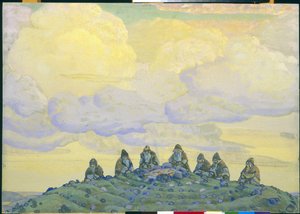 Het Grote Offer: decor voor het ballet "Le Sacre du Printemps" van Igor Stravinsky, 1910 door Nicholas Roerich