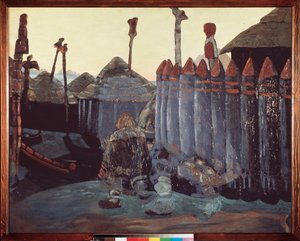 Een heidense heuvel. (Middeleeuwen, Oekraïne). Werk van Nicolas Roerich (1874-1947) door Nicholas Roerich