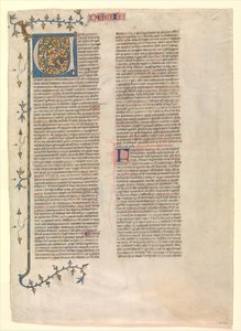 Initiaal V uit het commentaar van Nehemia, een van zes geïllustreerde bladen, ca. 1360-1380