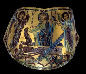 Armilla: De Opstanding. Meuse koper en emaille ceremonieel armband. Werkplaats van Nicolas Verdun (ca.1130/50-1205) Middeleeuwen, ca. 1170-1180. Parijs, Musée du Louvre door Nicholas of Verdun