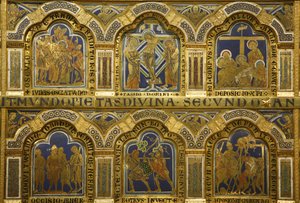 Het Verdun Altaar door Nicholas van Verdun (ca.1130/50-1205) voltooid in 1181, Klosterneuburg, Oostenrijk, geëmailleerde panelen