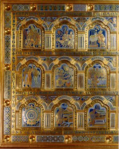 Verdun Altaar gemaakt van goud en email door Nicolas de Verdun (ca.1130/50-1205): scènes uit het Oude en Nieuwe Testament