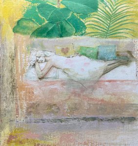 Dagbed, 2022-23 (olieverf op board) door Nick Williams