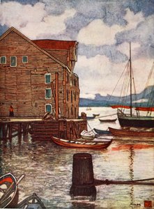 Oude opslagplaats en boten, Molde