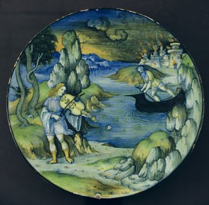 Orpheus en Charon, Maiolica Bord, ca. 1515 (keramiek) door Nicolò Pellipario