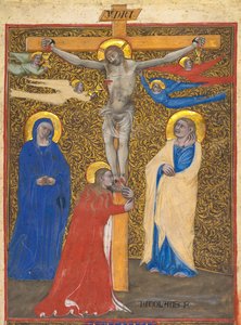 Enkel blad uit een missaal: De kruisiging, ca. 1390
