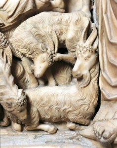 Italië, Toscane, Siena-kathedraal, preekstoel met de Geboortescène door Nicola Pisano