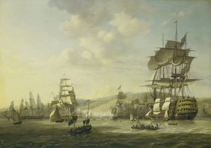 De Anglo-Nederlandse Vloot in de Baai van Algiers die het Ultimatum Ondersteunt om de Christelijke Slaven Vrij te Laten, 26 augustus 1816