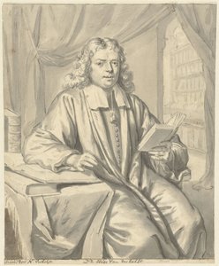 Portret van Dr. Hugo van der Helst in een studeervertrek