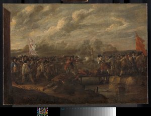 Infanterie schermutseling in de Tachtigjarige Oorlog, ca. 1645 (olieverf op doek)