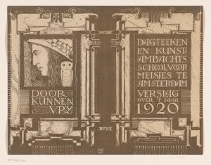 Bandontwerp voor: Verslag der Dagteeken- en Kunstambachtschool voor Meisjes te Amsterdam over het jaar 1920