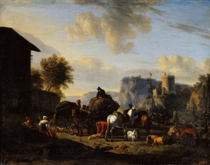 De rust van het konvooi, 17e eeuw door Nicolaes Pietersz. Berchem