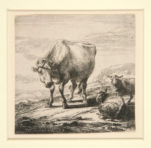 De set van de koeien, met de melkmeid