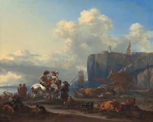 Zicht op een Italiaanse haven, vroege 1660s