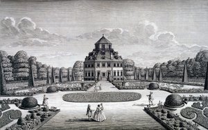 Uitzicht op Frydenlund Huis en Tuin door Nicolaes Jansz Visscher
