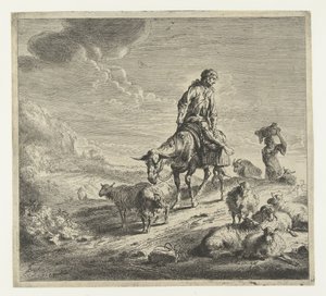 Man op een ezel door Nicolaes Pietersz Berchem