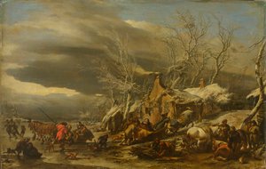Winterlandschap door Nicolaes Pietersz. Berchem