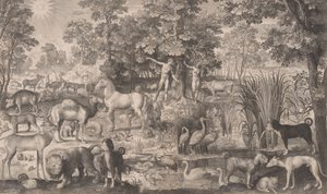 Adam en Eva in het Paradijs, 1631 door Nicolaes de Bruyn