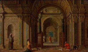 De aartsengel Gabriël verschijnt aan Zacharias (Lucas 1:11) door Nicolaes de Giselaer