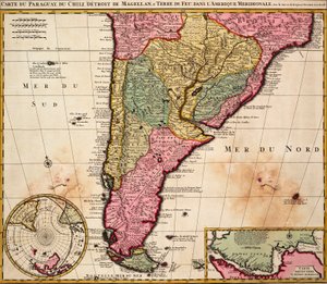 Kaart van Paraguay, Chili, Straat Magellaan en Tierra del Fuego in Zuid-Amerika, c.1720 door Nicolaes the Younger Visscher
